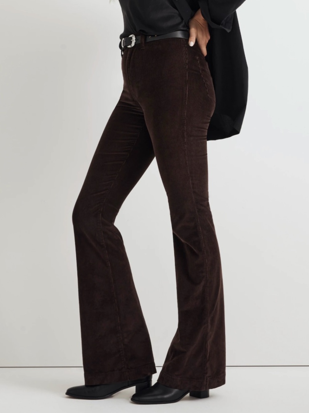 Madewell The Perfect Vintage Flare Pant in Corduroy Dark Coffee Size 30 Petite